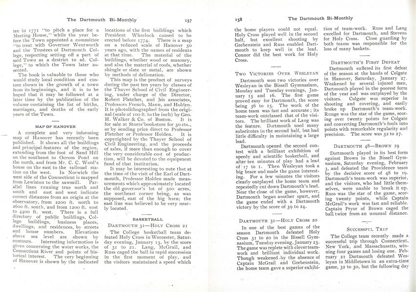 DARTMOUTH'S FIRST DEFEAT