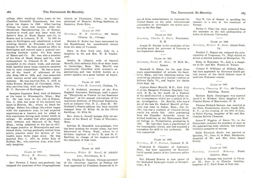 CLASS OF 1905