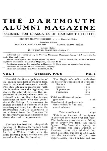 Herewith the time of publication of the alumni