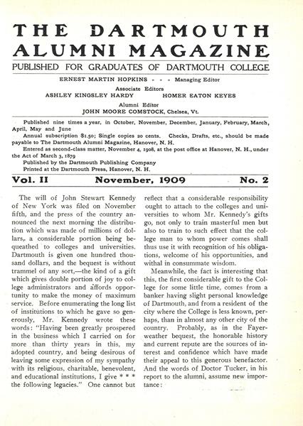 Issue: - November 1909 | Dartmouth Alumni Magazine