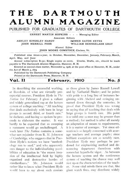Issue: - February 1910 | Dartmouth Alumni Magazine