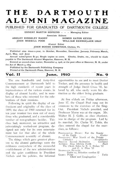 Issue: - June 1910 | Dartmouth Alumni Magazine