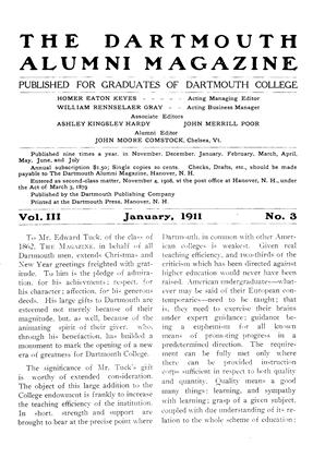 January, 1911 | Dartmouth Alumni Magazine
