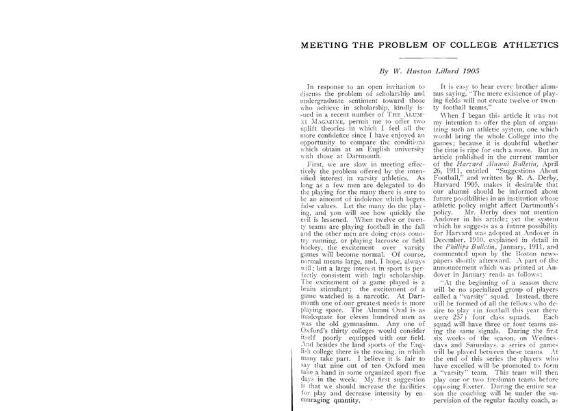 MEETING THE PROBLEM OF COLLEGE ATHLETICS