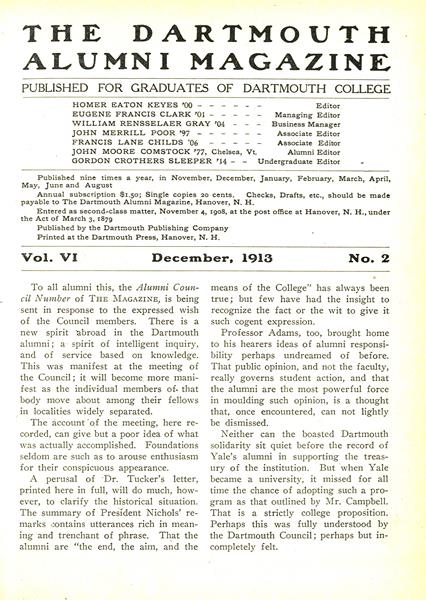 Issue: - December 1913 | Dartmouth Alumni Magazine