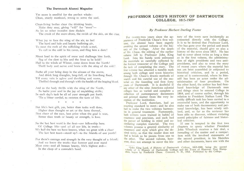 PROFESSOR LORD'S HISTORY OF DARTMOUTH COLLEGE, 1815-1909*