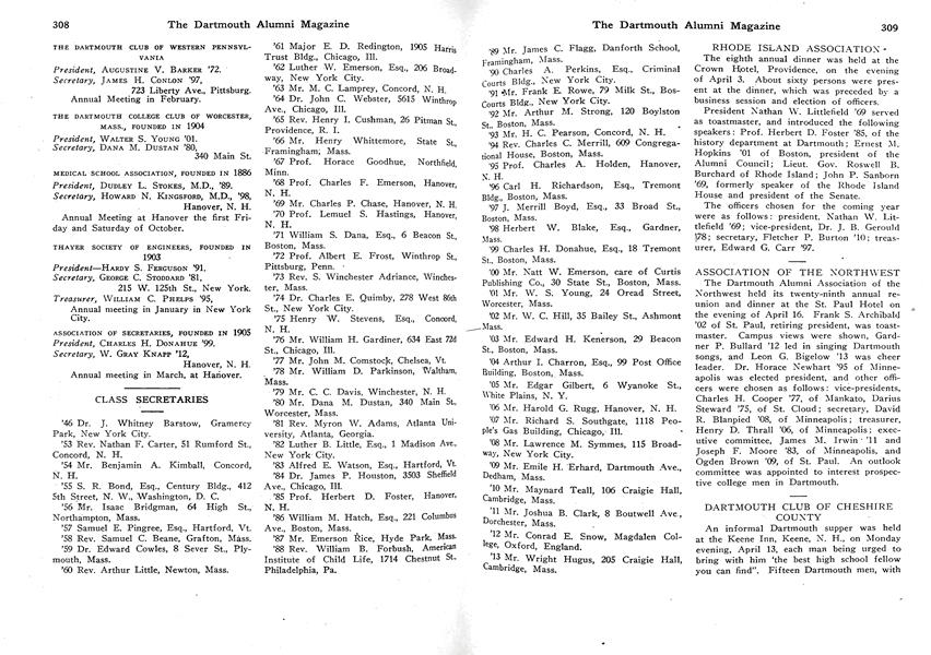 DARTMOUTH CLUB OF CHESHIRE COUNTY