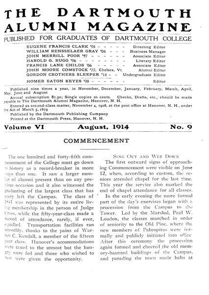 Issue: - August 1914 | Dartmouth Alumni Magazine