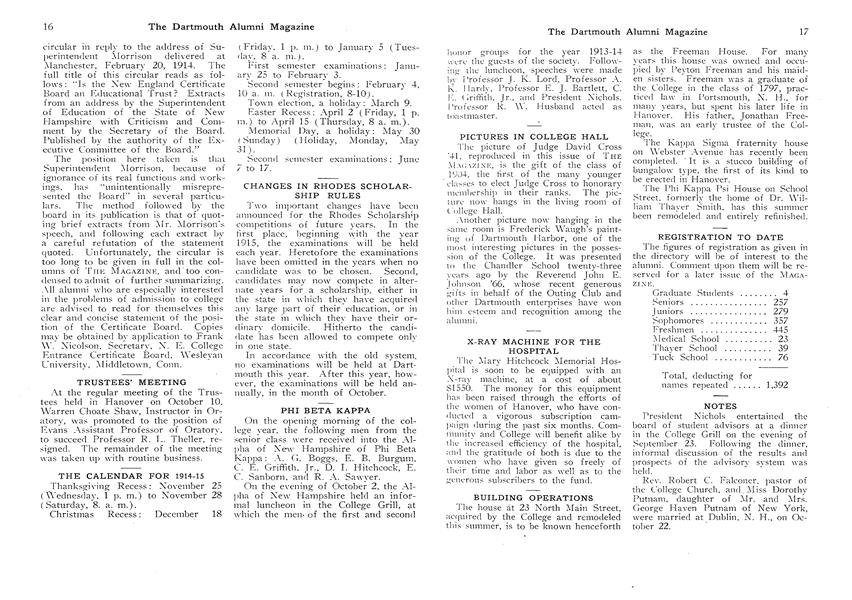 THE CALENDAR FOR 1914-15