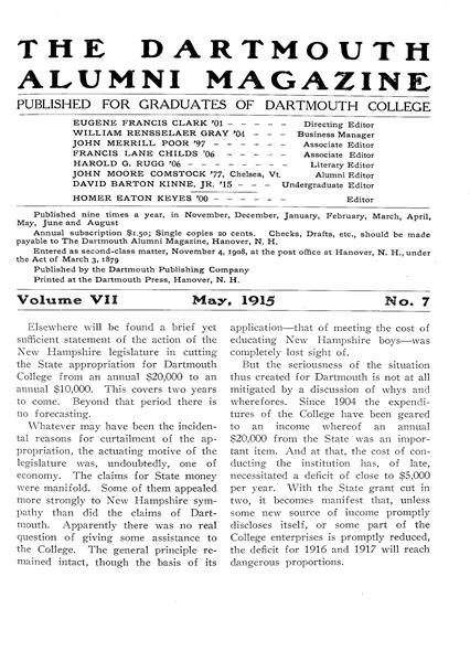 Issue: - May 1915 | Dartmouth Alumni Magazine