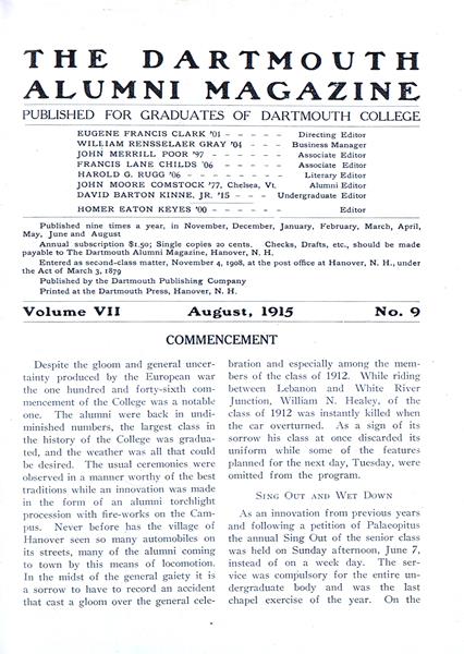 Issue: - August 1915 | Dartmouth Alumni Magazine