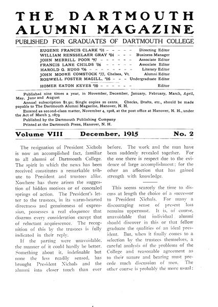Issue: - December 1915 | Dartmouth Alumni Magazine