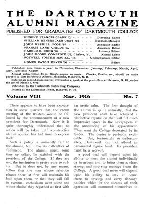 May 1916 | Dartmouth Alumni Magazine