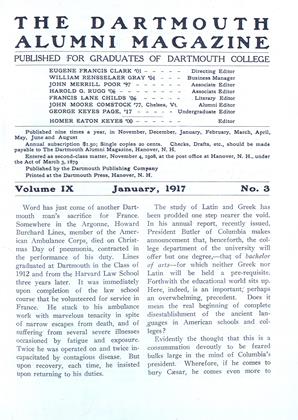 January 1917 | Dartmouth Alumni Magazine