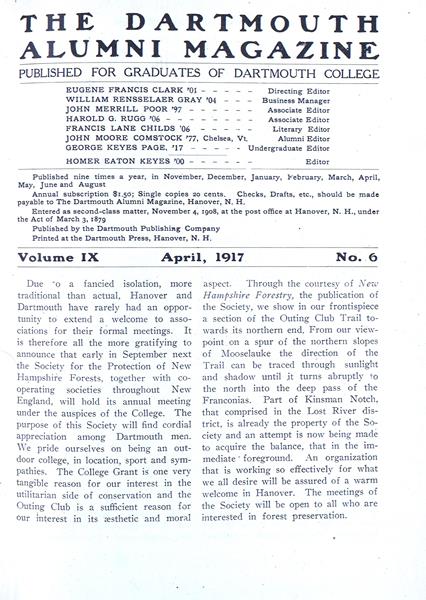 Issue: - April 1917 | Dartmouth Alumni Magazine