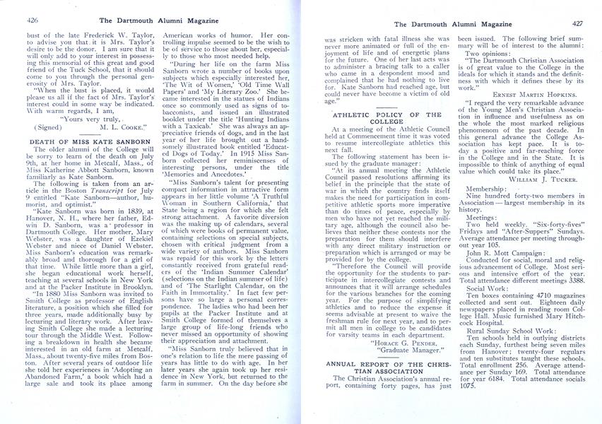 ANNUAL REPORT OF THE CHRISTIAN ASSOCIATION