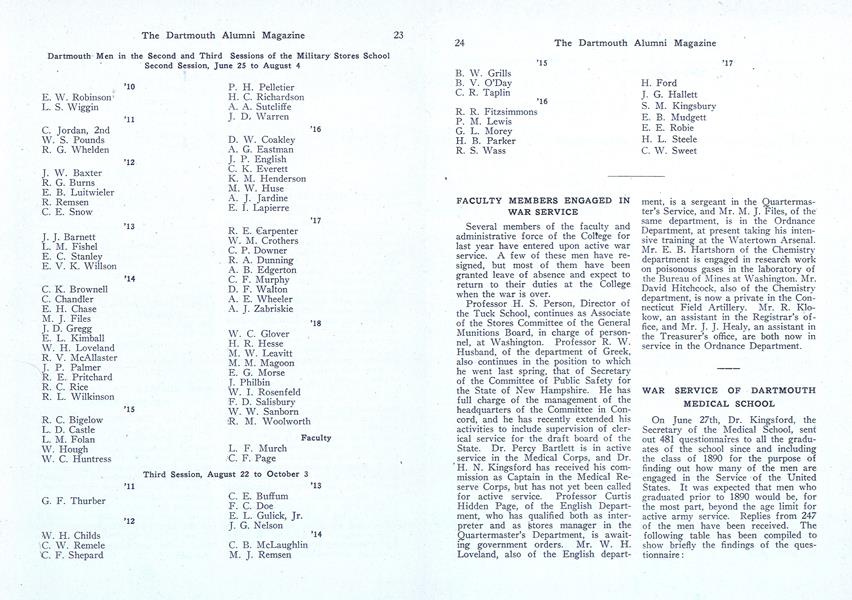 WAR SERVICE OF DARTMOUTH MEDICAL SCHOOL