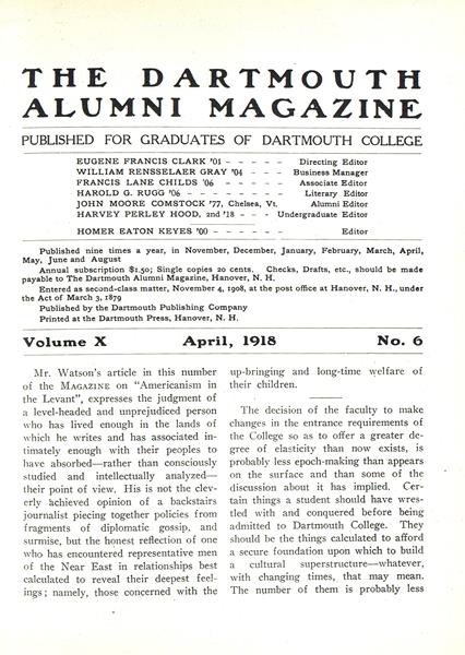 Mr. Watson's article in this number of the MAGAZINE on "Americanism