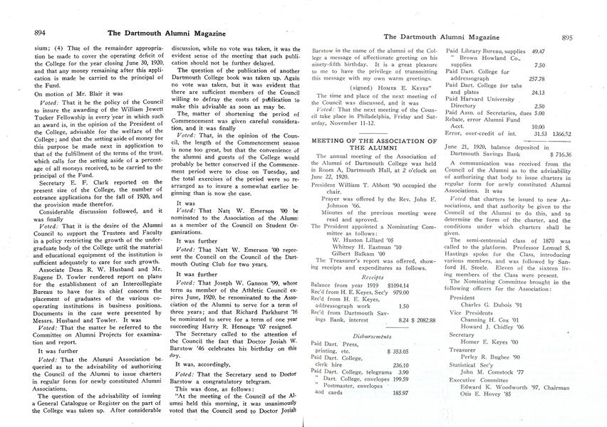MEETING OF THE ASSOCIATION OF THE ALUMNI