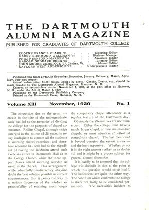 November 1920 | Dartmouth Alumni Magazine