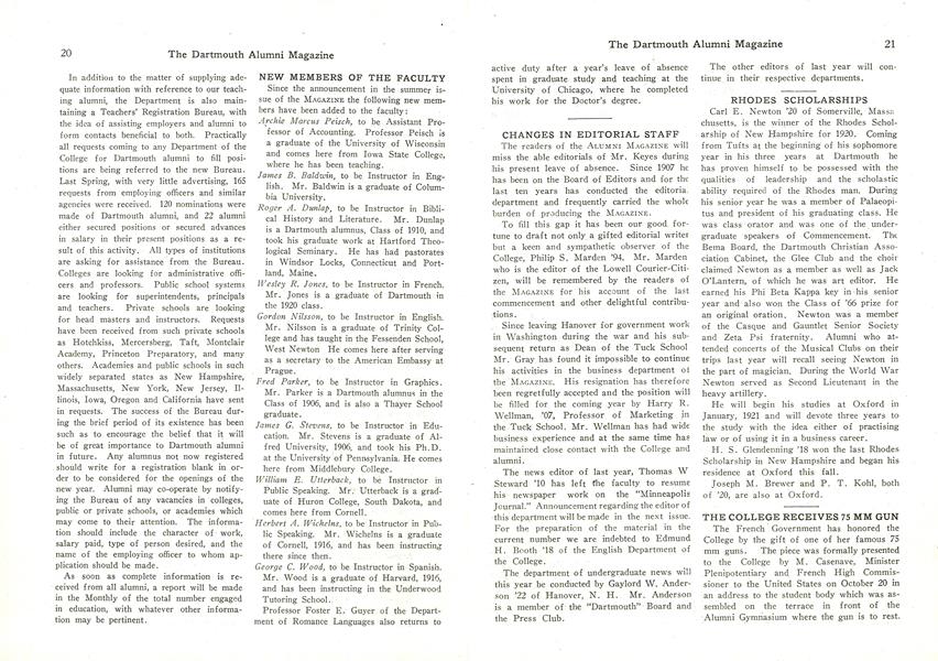 CHANGES IN EDITORIAL STAFF