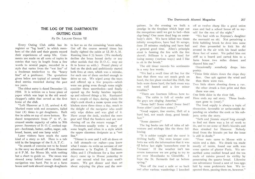 THE LOG OF THE DARTMOUTH OUTING CLUB