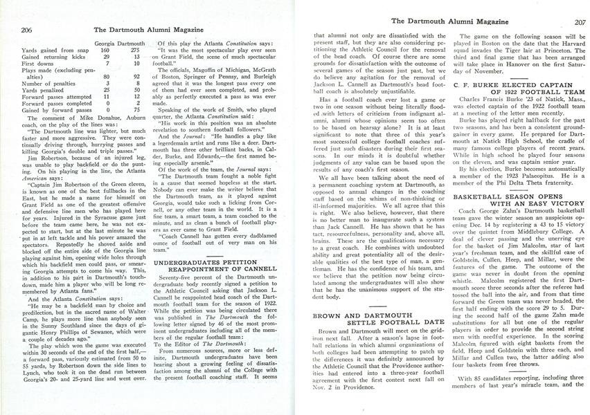 C. F. BURKE ELECTED CAPTAIN OF 1922 FOOTBALL TEAM