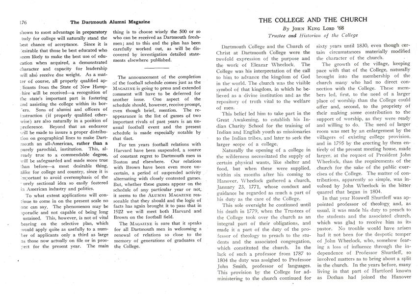 THE COLLEGE AND THE CHURCH