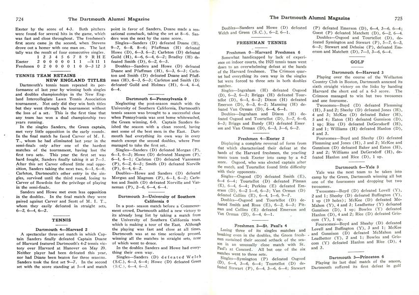 INTERCOLLEGIATE GOLF AND TENNIS