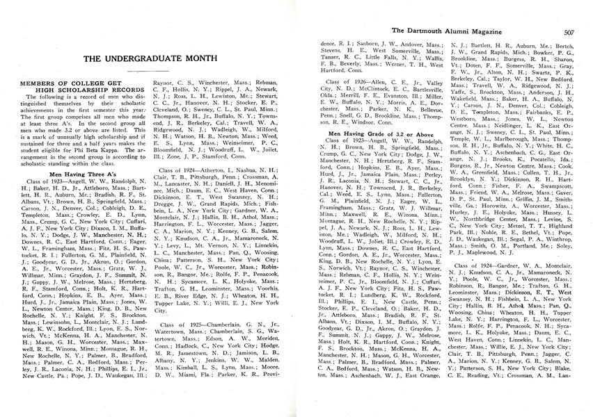 MEMBERS OF COLLEGE GET HIGH SCHOLARSHIP RECORDS