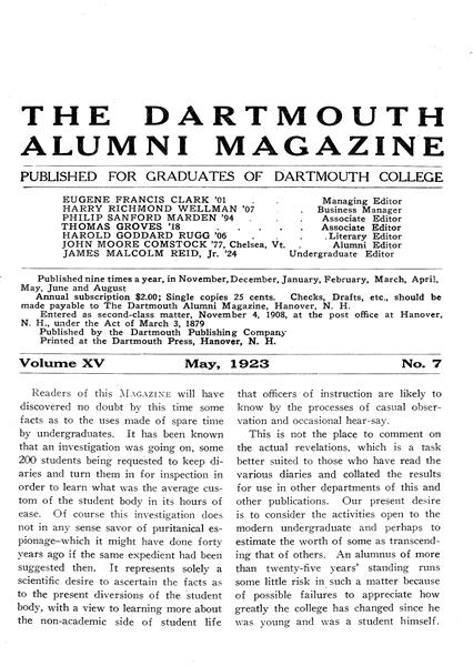 Issue: - May 1923 | Dartmouth Alumni Magazine