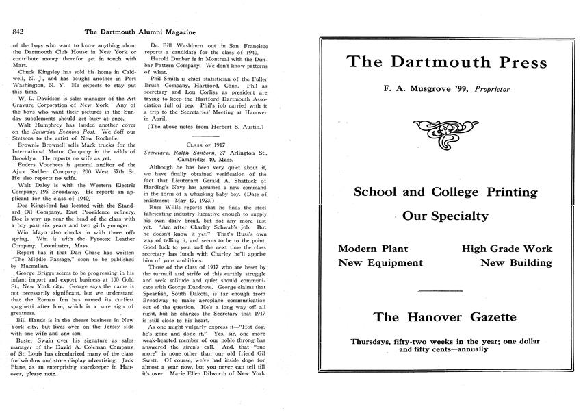 CLASS OF 1917