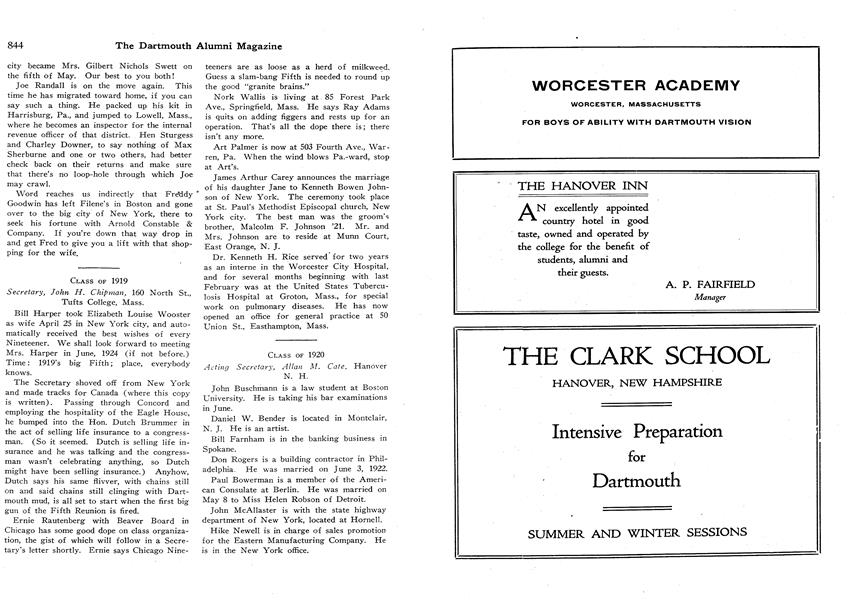 CLASS OF 1920