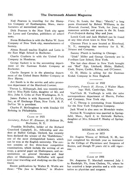 CLASS OF 1921