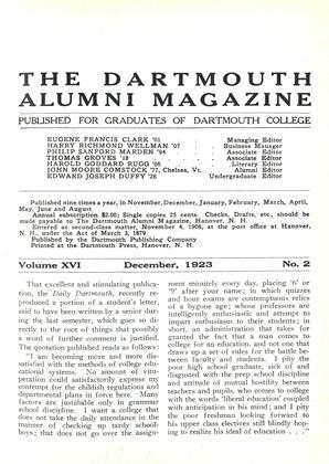 December, 1923 | Dartmouth Alumni Magazine