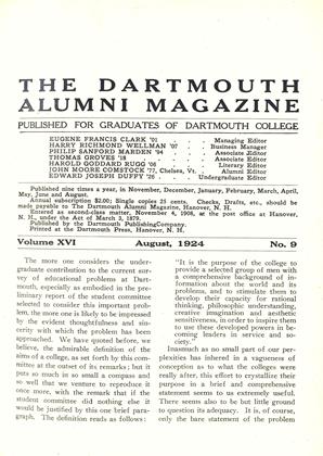 August 1924 | Dartmouth Alumni Magazine