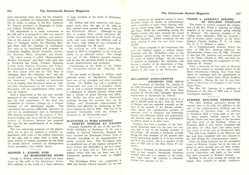 GALLAGHER SCHOLARSHIPS AWARDED FOR 1924-25
