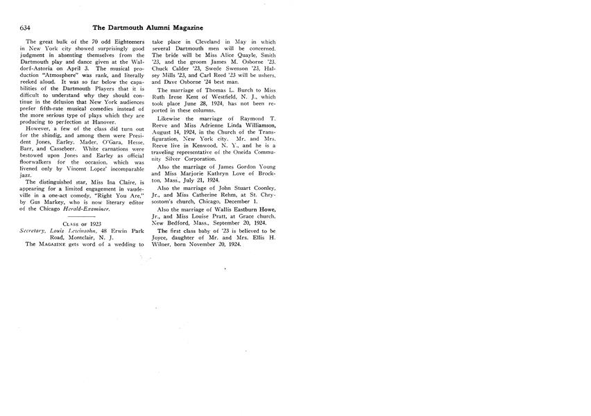 CLASS OF 1923