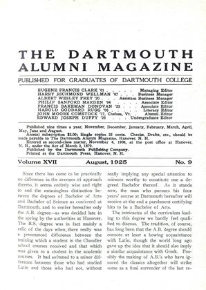 August, 1925 | Dartmouth Alumni Magazine
