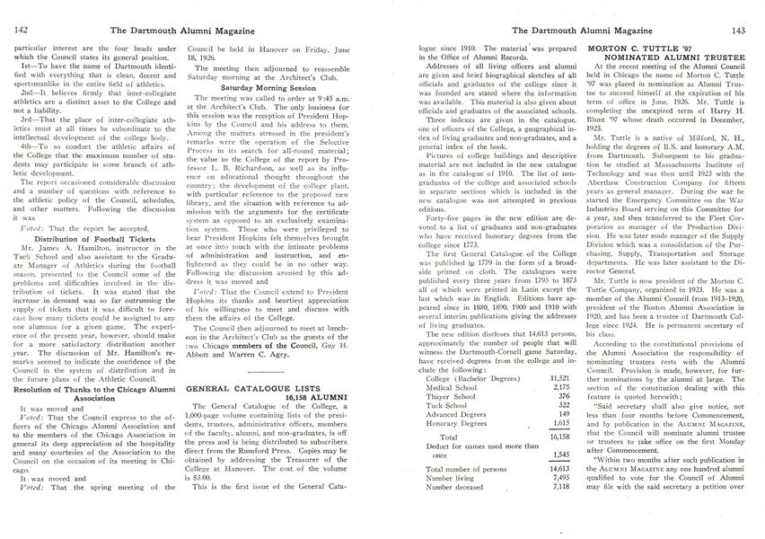 Resolution of Thanks to the Chicago Alumni Association