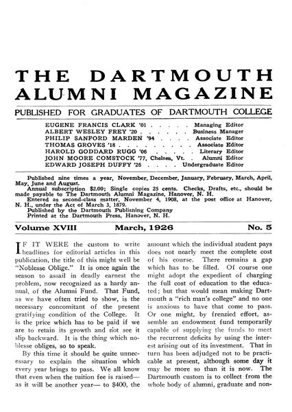 Issue: - March 1926 | Dartmouth Alumni Magazine