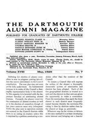 May, 1926 | Dartmouth Alumni Magazine