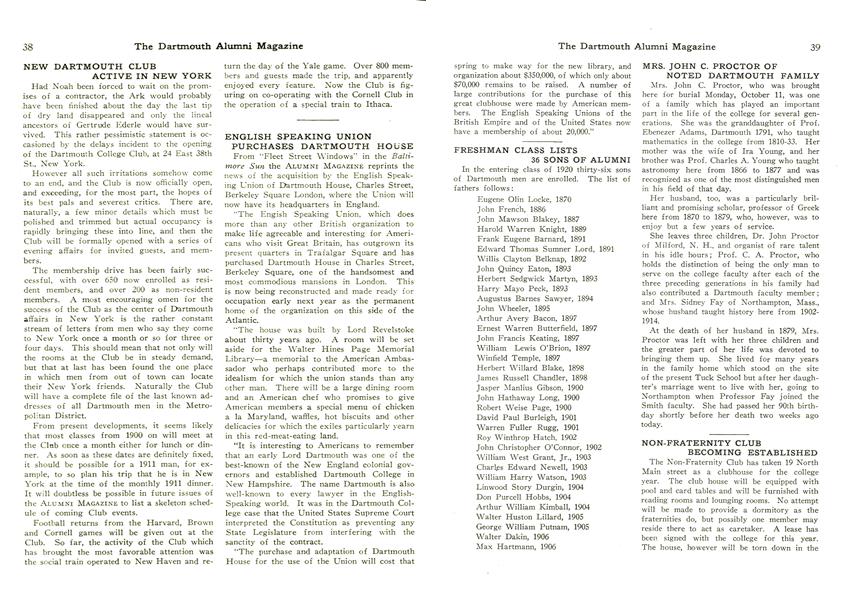 FRESHMAN CLASS LISTS 36 SONS OF ALUMNI