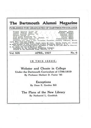 APRIL, 1927 | Dartmouth Alumni Magazine