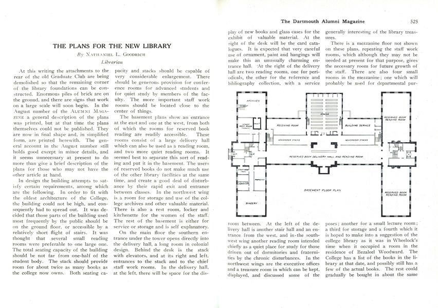 THE PLANS FOR THE NEW LIBRARY
