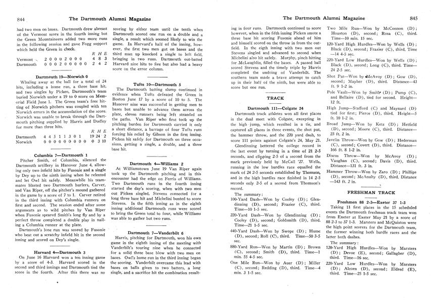 Columbia 7—Dartmouth 1