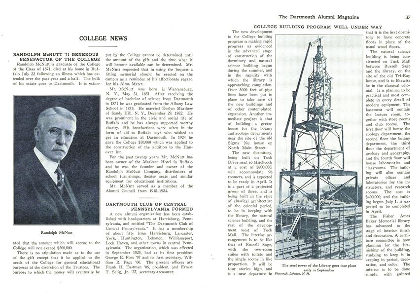 RANDOLPH McNUTT '71 GENEROUS BENEFACTOR OF THE COLLEGE