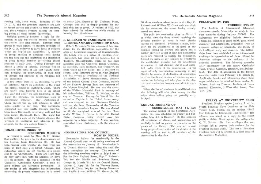 ANNUAL MEETING OF SECRETARIES—MAY 4-5, 1928