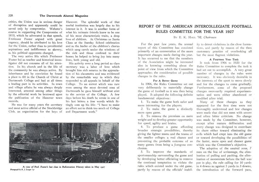 REPORT OF THE AMERICAN INTERCOLLEGIATE FOOTBALL RULES COMMITTEE FOR THE YEAR 1927