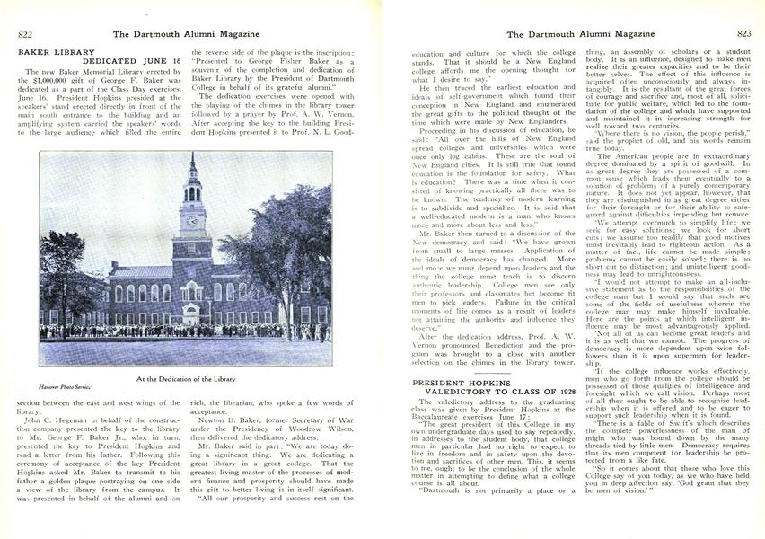 BAKER LIBRARY DEDICATED JUNE 16